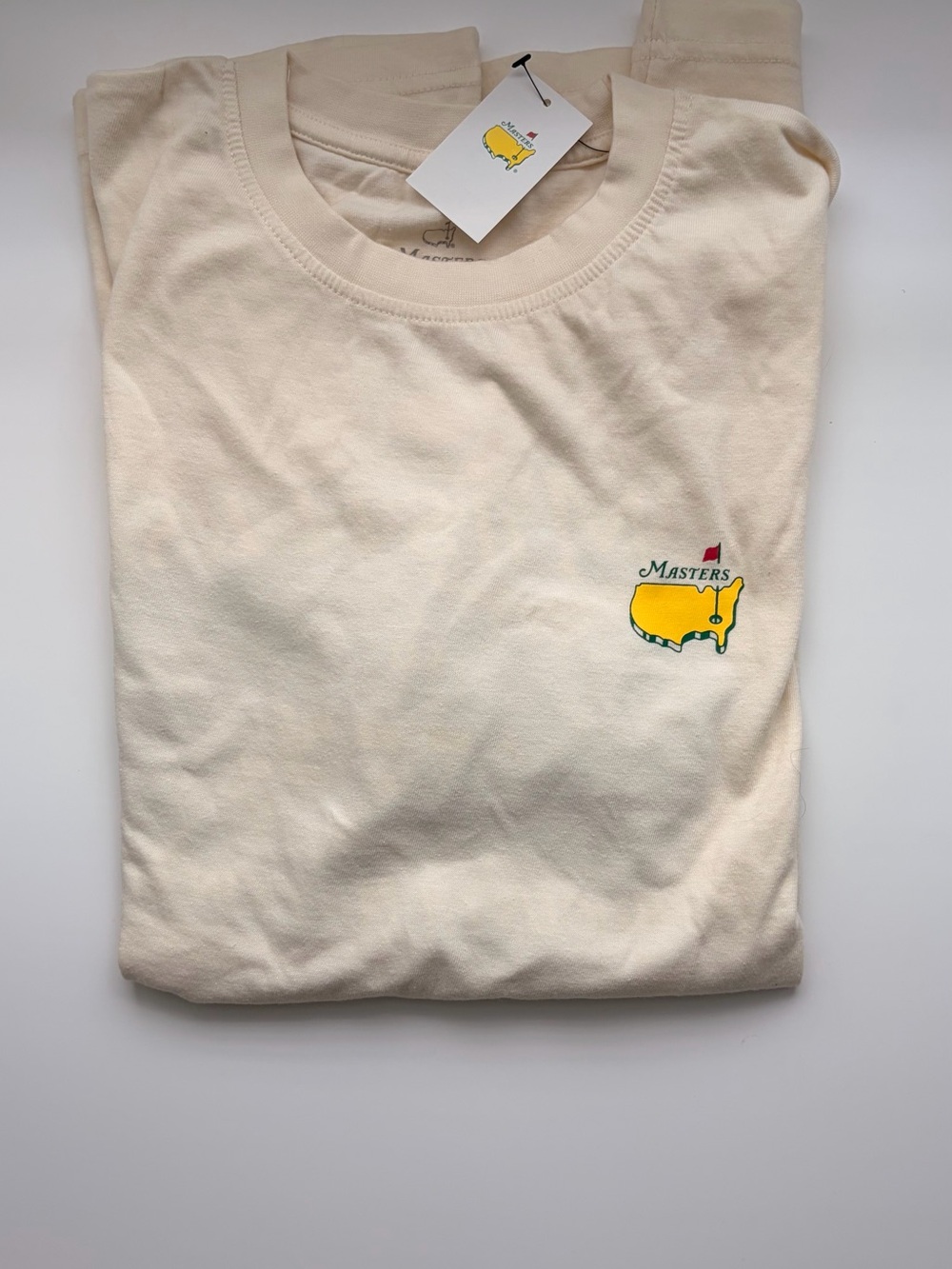 NWT 2025 Masters Cream Short Sleeve Tee with Yellow Augusta Logo